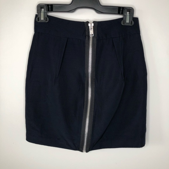 Daniela Corte Navy Blue Rear Exposed Zipper Wool & Silk Mini Skirt Size XS - Picture 2 of 4